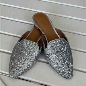 Silver Glitter Women's Mules